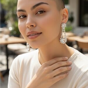 TOVA Floral Earrings W/Rhimestones NWOT